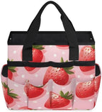 Strawberry Garden Tool Bag Organizer Heavy Duty Summer Fruit Gardening Tote Bag with 10 Pockets for Women Men Gardening Gifts - Image 2