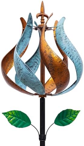 Wind Spinners Outdoor, Tulip Metal Wind Spinner with Stake for Yard and Garden, Outdoor Decor Ideas for Garden Lovers (14'' W x 75'' H) by CyanOasis