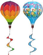 Giant Rainbow Butterfly Hot Air Balloon Garden Wind Spinners Large Pinwheels Lawn Yard Catchers Ornaments Windmills Outdoor Hanging Decor Whirligigs Wind Hanging Windsock 2Pack by DecorateYourLife