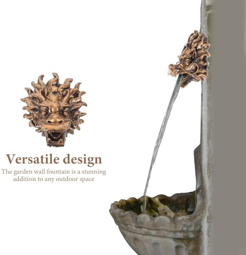 SEWACC Resin Dragon Head Fountain Water Outlet Outdoor Garden Wall Fountain Decor for Villa Patio Elegant Wall-Mounted Water Feature - Image 7