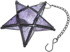 SUPVOX Glass Star Lantern Decorative Candle Lantern Hanging Purple Glass Star Candle Holder for Home Garden Patio Indoor Outdoor Use by SUPVOX