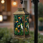 Solar Lantern Outdoor Waterproof Exotic Trees Wild Bird Parrots Toucans Birds Tropical Painting Garden Decor LED Hanging Solar Lights Tabletop Lamp Gifts for Women Mom Outside Yard Patio Porch by DERUINVAIO