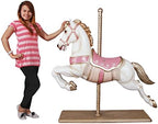 Design Toscano Carousel Horse Vintage-Style Merry Go Round Indoor Statue, Full-Size, 57 inches Tall, Fiberglass Cast Stone Resin, White & Pink Paint - Image 7
