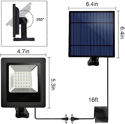Solar Flood Lights Outdoor 3000K for Porch, Backyard, 2 Pack - Image 2