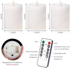 "3"x4" Flickering Flameless Candles with Remote Timer- Set of 3 Real Wax White Pillar LED Candles for Indoor/Outdoor Fireplace & Home Decor, Battery Operated with 600+ Hours Flickering (3" Diameter) - Image 6