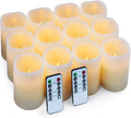 Hausware Flameless Candles Battery Operated Candles Set of 12 (D: 3" x H: 4") Real Wax Pillar Flickering Candles LED Flameless Candles with Remote and Timer Control (Ivory Color) by Hausware+Candles