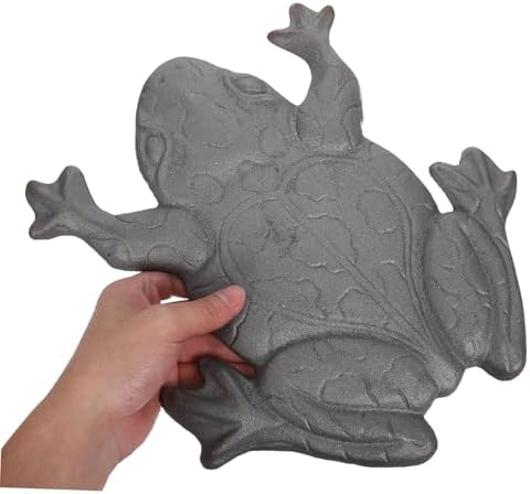 GALPADA Solid Cast Iron Frog Stepping Stone Garden Decorative Statue Frog Sculpture Outdoor Stepping Stone - Image 4