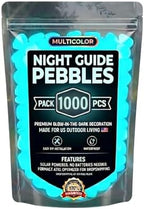 Colorful Glow-in-the-Dark Garden Stones - Solar Luminous Pebbles Night Guide Rocks Outdoor, Magical Glowing Stones for Garden Path, Walkway, Landscaping, Fish Tank Aquarium Decor (Blue,1000pcs) by Unknown