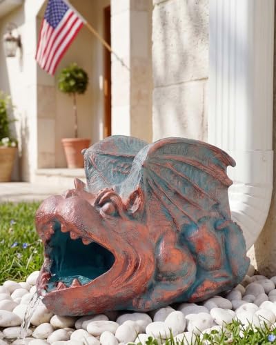 Gothic Gargoyle Gutter Guardian Rain Downspout Extension Outdoor Statue, 12 Inch High, Cast Stone Resin, Bronze Stone Finish for 3"x4" Decorative Gutter Extension - Image 7