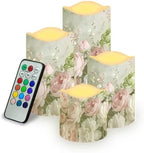 Rose Flickering Flameless Candles Pillar LED Candles with Remote and Timer Set of 4 Color Changing Battery Operated Candles for Home Decoration by Uorisanigo