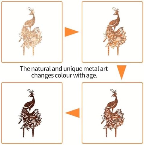 Peacock Garden Stake - 15.76" Tall Metal Yard Art with Intricate Feather Design, Rusted Outdoor Sculpture for Lawn & Fence Decor - Housewarming & Birthday Gift for Women, Mom & Grandma - Image 5