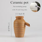 Outdoor Garden Fountain Spitter Pond Water Feature Pump Ceramic Pot Decoration (5.7 inch Brown) - Image 2