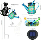 Black Cat Solar Watering Can Lights, Birthday Gifts for Women Mom Christmas, Yard Decorations Outdoor Waterproof, Blue Metal Hanging Lantern Solar Lights Garden Decor Patio Pathway, 2 Pack - Image 2