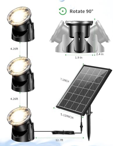 POPOSOAP 4W Warm White Solar Pond Lights with Timer (3 Headlamp) - Image 6