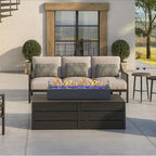 28-inch Table Top Propane Fire Pit, 40,000 BTU Tabletop Firepit for Patio, Outdoor Portable Rectangular Fire Bowl w/Wind Glass Shield, Glass Rocks - Carbon Gray - Image 2