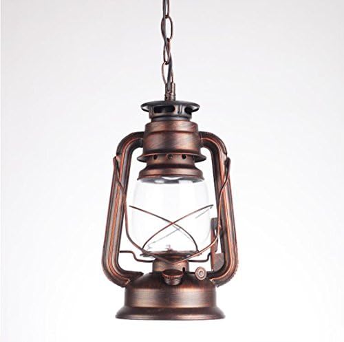 Retro Lanterne Pendant Lighting Metal Glass Shade Kerosene Ceiling Light Pendant Lamp,Red Bronze Finish - Image 5