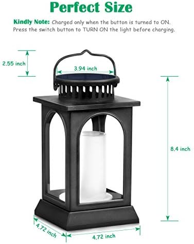 TomCare Flickering Flame Solar Lights Outdoor Metal Hanging Lantern, 2 Pack - Image 3