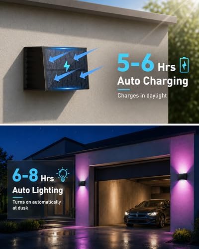 Solar Wall Lights Outdoor Waterproof, RGBW Up and Down Solar Light, 6 Pack - Image 3