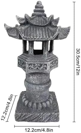 Japanese Zen Resin Pagoda Lantern - Solar-Powered Waterproof Garden Sculptu - Image 5