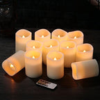 Flameless Candles Battery Operated Candles Set of 12(D:3" X H:4") Pillar Real Wax Led Candles with 10-Key Remote and Cycling 24 Hours Timer - Image 4