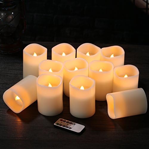 Flameless Candles Battery Operated Candles Set of 12(D:3" X H:4") Pillar Real Wax Led Candles with 10-Key Remote and Cycling 24 Hours Timer - Image 4