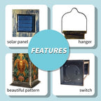 Solar Lantern Mid Century Stained Glass Sea Outdoor Waterproof Garden Hanging Lantern Solar Powered Lighting Outside Solar Light for Patio Yard Camping, Gifts for Women Mom - Image 5