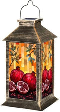 Solar Lantern Outdoor Garden Hanging Lantern Stained Glass Artwork Pomegranates Vibrant Orange Mosaic Waterproof Solar Powered Lighting Outside Table Lamp for Patio Deck Yard Camping by Unknown