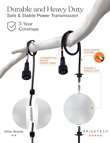 Brightech Orb Outdoor Indoor String Lights - Connectable Set of 2 Frosted Lantern LED String with Weatherproof Globe Lights - Commercial Grade Light Strand for Patio, Porch - 60 Ft, 20 Bulbs Total - Image 4