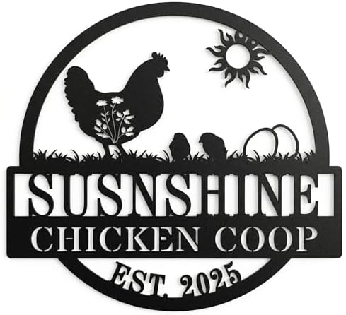Custom Name Chicken Coop Metal Decor,Personalized Metal Fluffy Butt Hut Sign - | Funny Outdoor Backyard Poultry House Wall Art | Unique Birthday Gift for Farm Animal Lovers by HYTSIGN