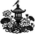 Zen Garden Lotus Flower and Pagoda Metal Wall Art Decor, Metal Outdoor Decor, Minimalist Aesthetic Metal Signs, Elegant Wall Decor for Living Room and Office Space (Black,16inch) by Unknown