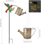 Solar Hummingbird Watering Can Garden Light,Warm White LED String Light,Outdoor Lawn Decorative Floor Lamp,Colorful Metal Crafts - Image 2