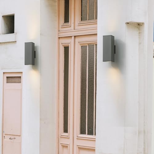 mirrea 14" Modern Outdoor Porch Light in 2 Lights, Matte Gray, 2 Pack - Image 3