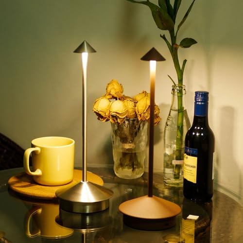 2 Pack Cordless LED Table Lamp, Rechargeable 5200mAH Battery Operated Lamp for Decor, 3 Color Stepless Dimming Desk Lamps, for Restaurant, Bedroom, Outdoor Camping, Coffee Shop, Night Light - Image 4
