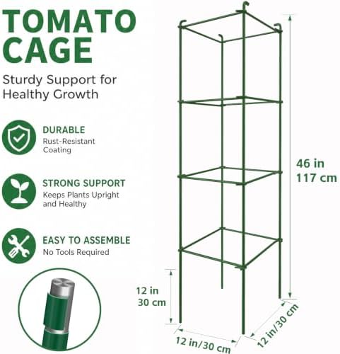 6-Pack 46inch Metal Tomato Cage for Garden Plant Support - Image 3