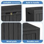 EasyUp Outdoor Storage Box 100 Gallon Waterproof Resin Deck Boxes Black - Image 4