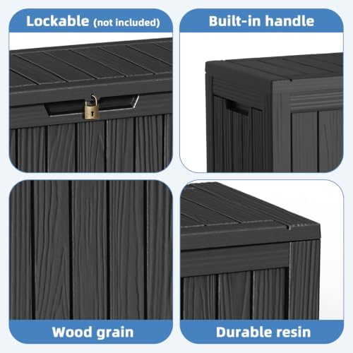 EasyUp Outdoor Storage Box 100 Gallon Waterproof Resin Deck Boxes Black - Image 4