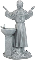 Design Toscano Francis of Assisi Blessing Religious Garden Decor Statue with Bird Bath Feeder, 19 inches Tall, Cast Stone Resin, Gray Stone Finish - Image 5