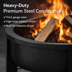 Fire Chief Wood Burning Fire Pit with Tabletop Lid – Modern Outdoor Metal Fire Pit for Patio & Backyard – Premium Heavy Duty Fire Pit Bowl with Multi-Use Side Table (Modern Bowl) - Image 3