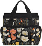 Garden Tool Bag Organizer Garden Tote Bag with Pockets Flower Small Patterned Tool Storage Organizer Gardening Tool Kit Holder 13" x 6.8" x 2.8" - Image 2
