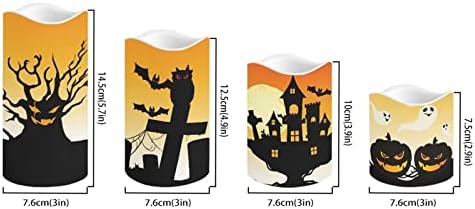 Halloween Flameless Candles with Remote Timer Real Wax Realistic Flickering Battery Operated LED Pillars with Pumpkin Castle Bat Spider Witch for Halloween Party Decorations - Image 2