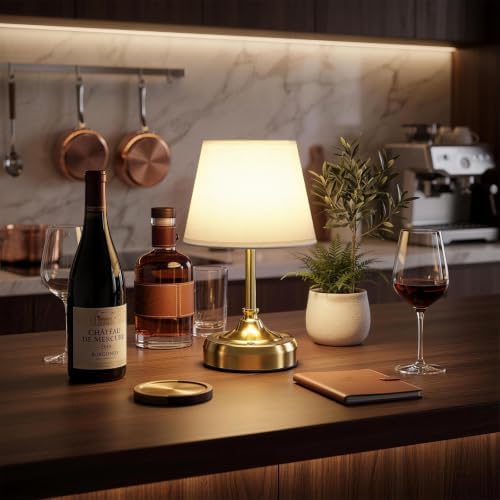 Small Cordless Table Lamp Rechargeable Gold - Image 4
