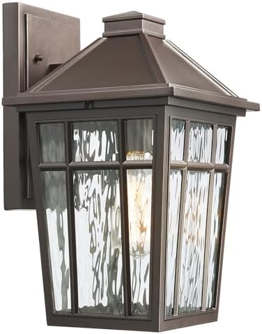 Darkaway Large Outdoor Sconce Lights Wall Light Fixtures,14inch Exterior Porch Light Outdoor Sconce Anti-Rust Waterproof Aluminum Outside Light with Water Ripple Glass for Patio Yard Doorway Garage by Darkaway