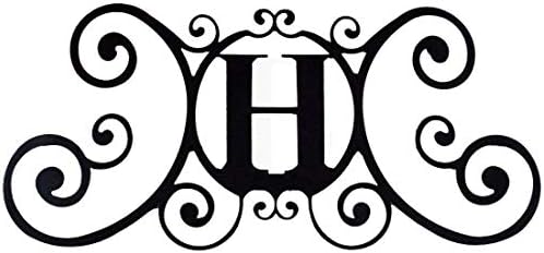 24 Inch House Plaque Letter - Wrought Iron Metal Scrolled Monogram Initial Letter Home Door Wall Hanging Art Decor Family Name Last Name Letter Sign (H, 24 x 11 inches,Thick 2mm) Christmas Gift by Unknown