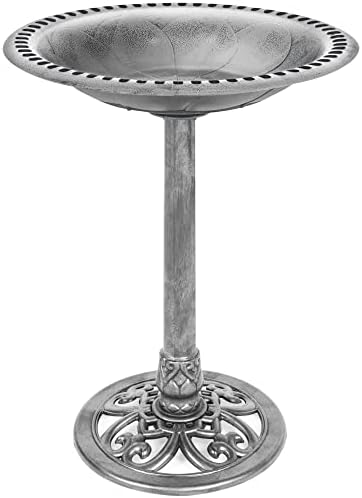 Best Choice Products Bird Bath, 28in Outdoor Resin Pedestal - Stone by BestChoiceProducts