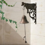BestgiftEver Rustic Cast Iron Wall Bell, Embossed Cow Accent - Image 4