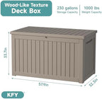 230 Gallon Waterproof Outdoor Storage Box, UV Resistant Resin Deck Box with Hydraulic Rod for Reinforced Stability, Perfect for Patio, Garden, and Pool, Grey - Image 2