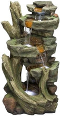 Alpine Corporation TZL292 Outdoor Floor Cascading Stone Tower Fountain, Garden Fountain with Natural Stone Look 40", Gray by Unknown