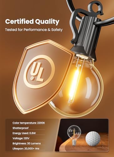 Brightown Outdoor String Lights, 209FT G40 LED IP65 Waterproof Patio Lights - Image 6