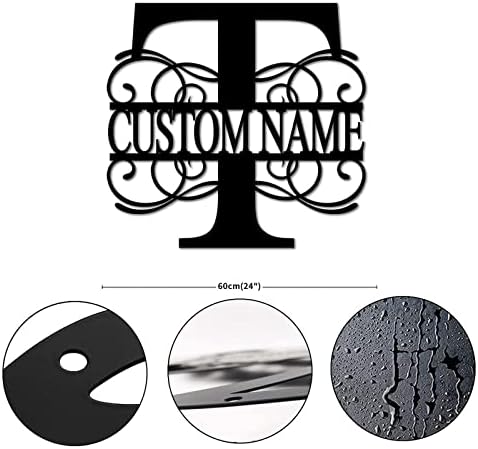 Metal Sign T Custom Name Initial Letter Monogram Retro with Holes Iron Metal Wall Decor Artwork Sign Decorative Metal Letter Word Sign for Living Room Entryway Decor Home Gift 24 Inch - Image 2