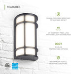 ASD LED 12" Half Cylinder Wall Light Fixture, Outdoor Patio Sconce | 3CCT, Stainless Steel, Waterproof, Energy Star, ETL Listed | 15W 1010LM 3000-5000K 100-277V | Exterior Lighting | Dark Bronze - Image 3